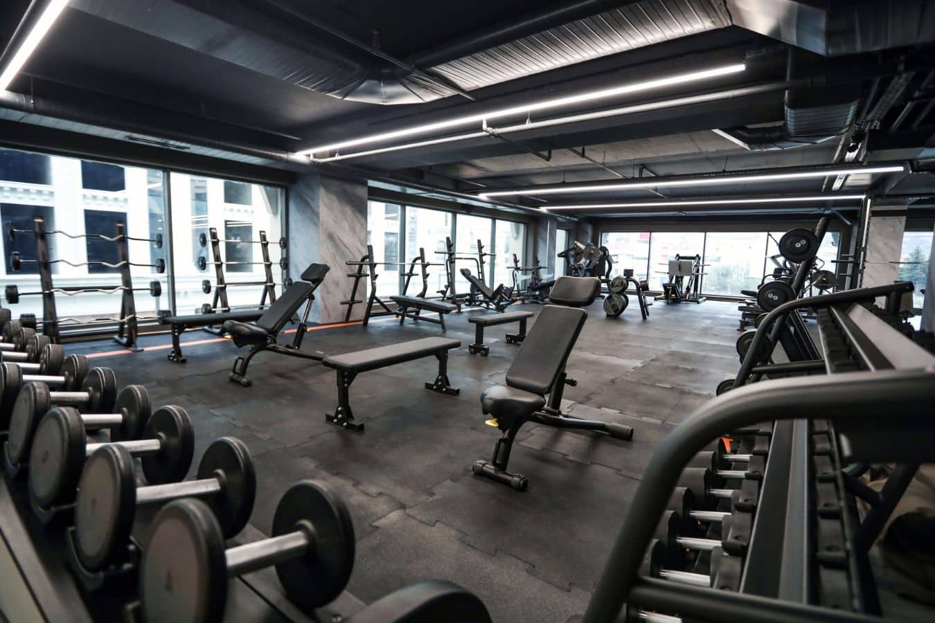 Gym Flooring with weights equipment
